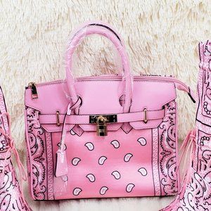 Baby Pink Bandanna Purse Clutch Bandana